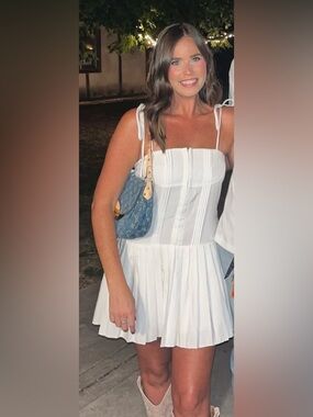 White Tie-Shoulder Mini Dress